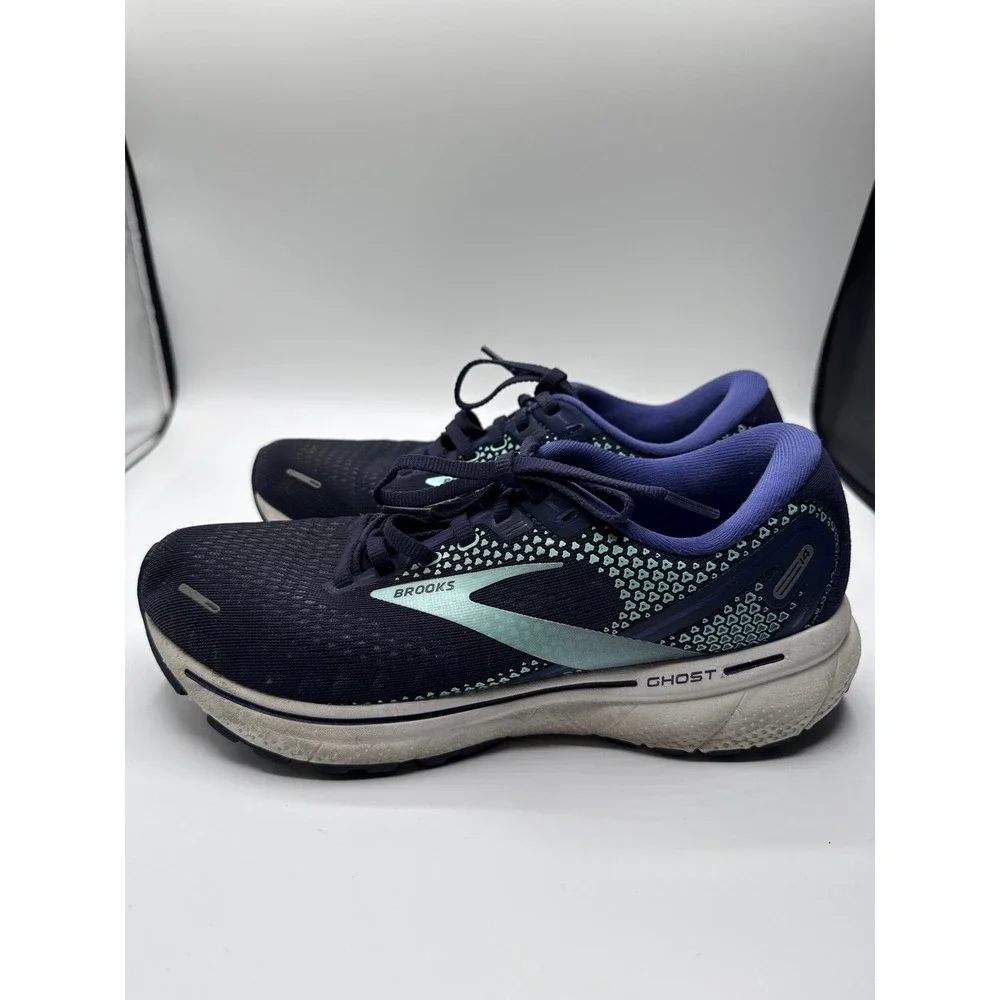 Brooks Ghost 14 Navy Blue Teal Running Shoes Womens Road Training Sneakers